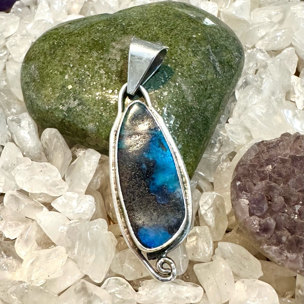 Vintage Boulder Opal, Solid Sterling Pendant